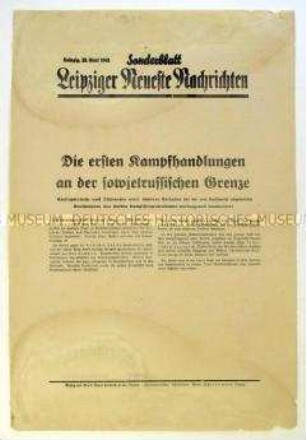 Sonderblatt der "Leipziger Neuesten Nachrichten" zum deutschen Überfall auf die Sowjetunion