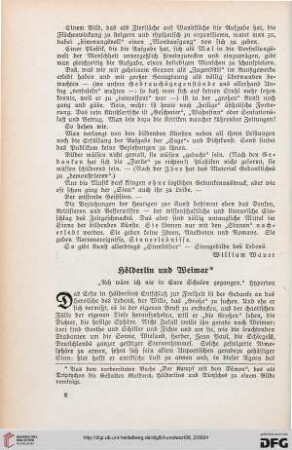 Hölderlin und Weimar