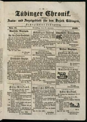 41-60, 17. Januar (Nr. 11) - 22. Januar (Nr. 15)