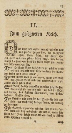 II. Zum gesegneten Kelch