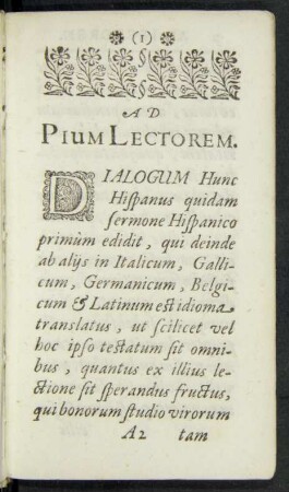 Ad Pium Lectorem.