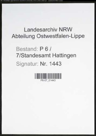 Heiratsregister Standesamt Hattingen