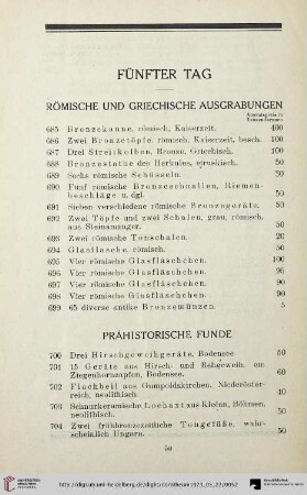 Römische und griechische Ausgrabungen (Nr. 685-699)