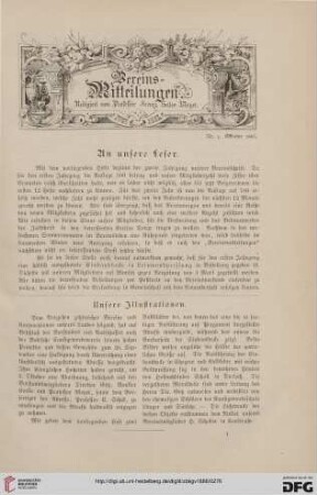Vereinsmitteilungen Nr. 1 (Oktober 1885)