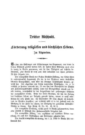 Dritter Abschnitt. Förderung religiösen und kirchlichen Lebens. Im Allgemeinen