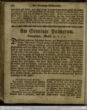 Am Sonntage Palmarum. Evangelium, Matth. 2. v. 1-9