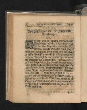Cap. LI. Von des Advocati Fisci Ambt und Verrichtungen. § I. - 8.