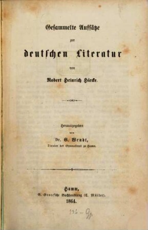 Gesammelte Aufsätze zur deutschen Literatur