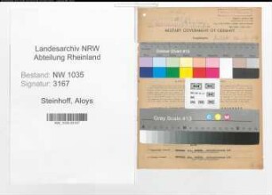 Entnazifizierung Aloys Steinhoff , geb. 30.03.1908 (Schlosser)