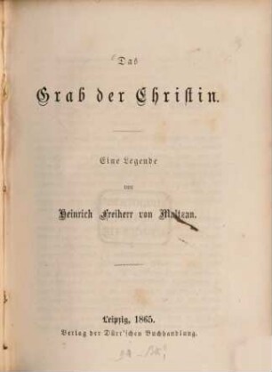Das Grab der Christin : Eine Legende