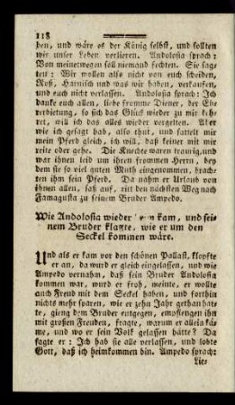 Wie Andolosia wieder heim kam, und seinem Bruder klagte, wie er um den Seckel kommen wäre.