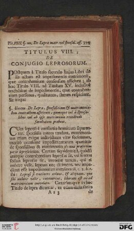 Titulus VIII: De Conjugio Leprosorum