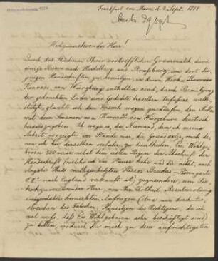 Brief an Wilhelm Grimm und Jacob Grimm : 08.09.1838-25.01.1862