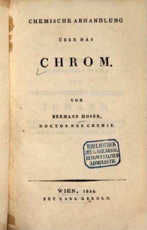 Chemische Abhandlung über das Chrom