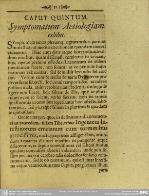 Caput Quintum. Symptomatum Aetiologiam exhibet