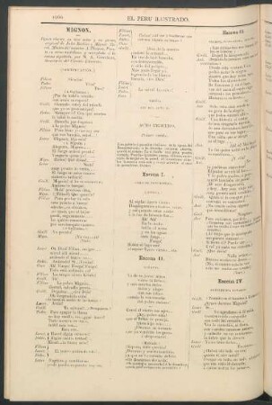Mignon. (Continuación.) : Ópera cómica en tres actos y en prosa; original de Julio Barbier y Miguel Carré. Música del maestro A. Thomas.