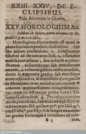XXV. HOROLOGIUM.