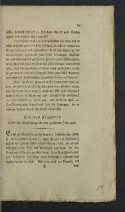 Neuntes Fragment. Ueber die Entstehungsart der gelehrten Zeitungen.