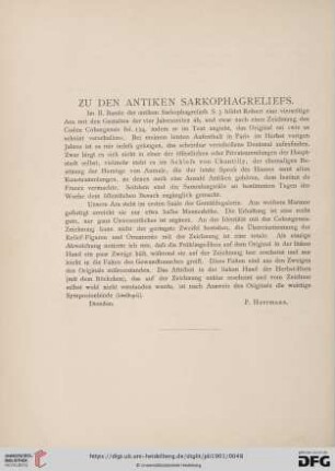 Zu den antiken Sarkophagreliefs