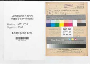 Entnazifizierung Erna Lindenpuetz , geb. 02.04.1910 (Kindergaertnerin)