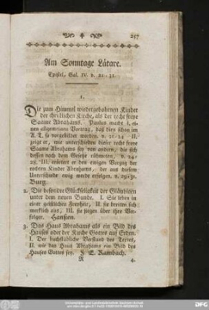 Am Sonntage Lätare Epistel, Gal. IV. v. 21 - 31.