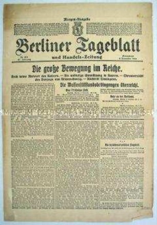 Berliner Tageblatt zur Ausbreitung der revolutionären Stimmung im ganzen Reich