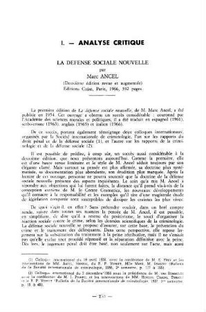 253-255, La défense sociale nouvelle, 2e édition revue et augmentée, par Marc Ancel