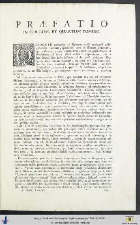 Praefatio In Tertium, Et Quartum Tomum.