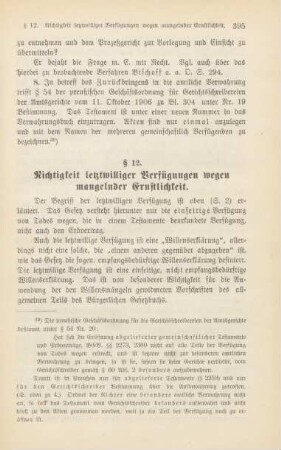 § 12. Richtigkeit letztwilliger Verfügungen wegen mangelnder Ernstlichkeit