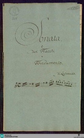 Sonatas - Mus. Hs. 241 : fl (2), bc; G; Krause-PichlerK 1991 p.166 DelK p.299 GroT 3422-G
