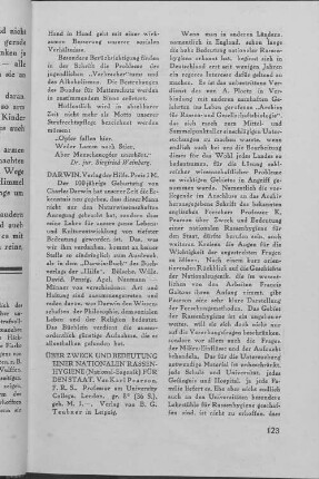 ÜBER ZWECK UND BEDEUTUNG EINER NATIONALEN RASSEN-HYGIENE (Nationale-Eugenik) FÜR DEN STAAT.