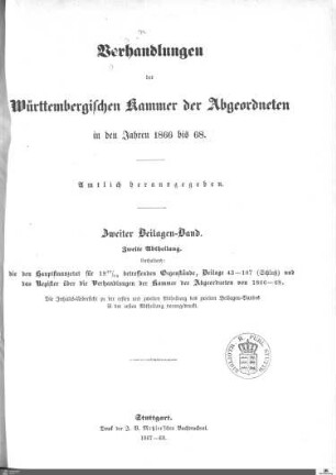 2,31: Landtag Württemberg - Kammer 2, Beilagen 1866-1868, Bd. 2,2