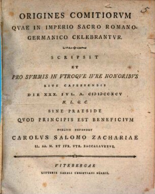 Origines Comitiorvm : Qvae In Imperio Sacro Romano-Germanico Celebrantvr
