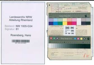 Entnazifizierung Hans Roensberg , geb. 07.01.1904 (Apotheker)