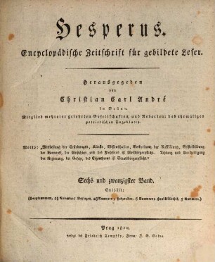 Hesperus : encyclopädische Zeitschrift für gebildete Leser. 1820,2 = Bd. 26