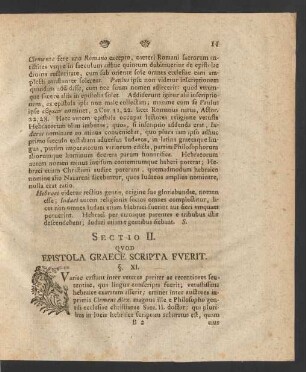 Sectio II. Quod Epistola Graece Scripta Fuerit