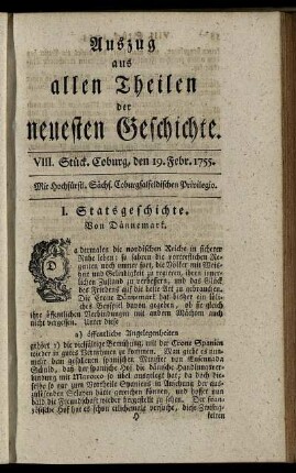 VIII. Stück. Coburg, den 19. Febr. 1755.