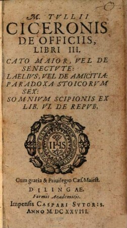 De Officiis, Cato Maior ..., Laelius ...