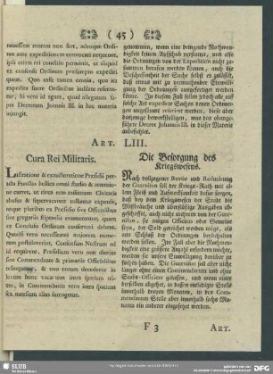 Art. LIII. Cura Rei Militaris