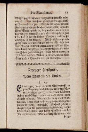 Zweyter Abschnitt. Vom Windeln des Kindes.