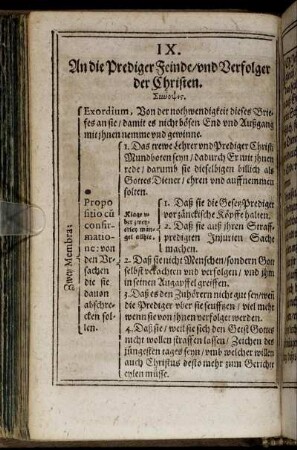 IX. An die Prediger Feinde, und Verfolger der Christen