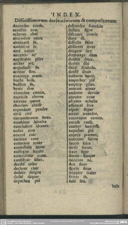 Index. Difficillimorum derivativorum & compositorum