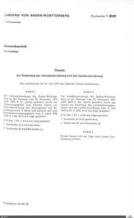 Änderung der Gemeinde- und Landkreisordnung