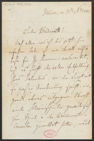 Brief an Karl Klindworth : 31.11.1853
