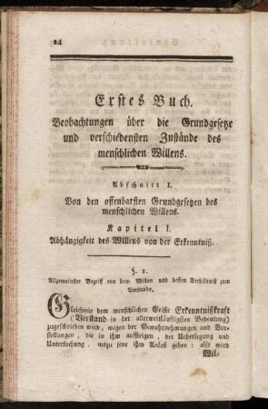 Abschnitt I. Von den offenbarsten Grundgesetzen des menschlichen Willens.
