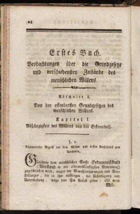 Abschnitt I. Von den offenbarsten Grundgesetzen des menschlichen Willens.