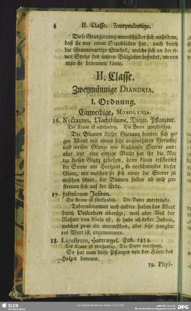 II. Classe. Zweymännige. Diandria