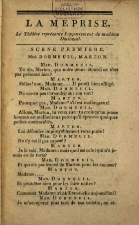 La mèprise ou l'Entremetteur de Lui-même : comédie en un acte et en prose