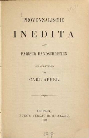 Provenzalische Inedita aus Pariser Handschriften