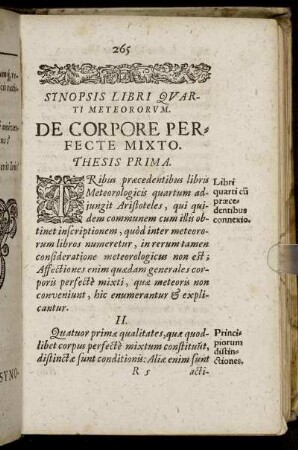 Synopsis Libri Quarti Meteororum. De Corpore Perfecte Mixto
